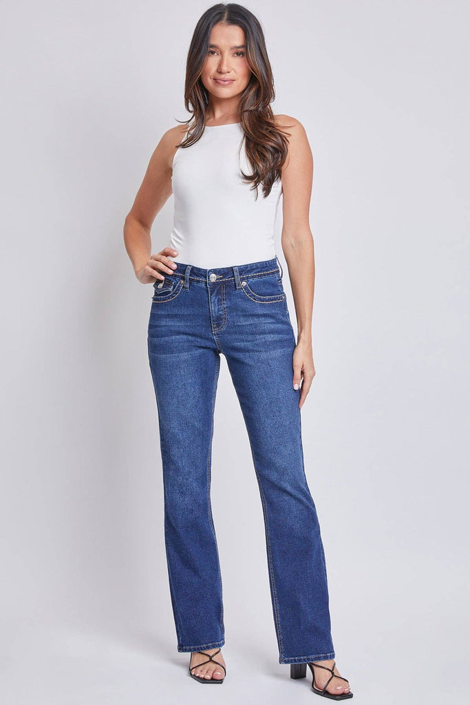 Mid-Rise Embellished Flap Pocket Bootcut Jeans-WP180267: 2988M / 8