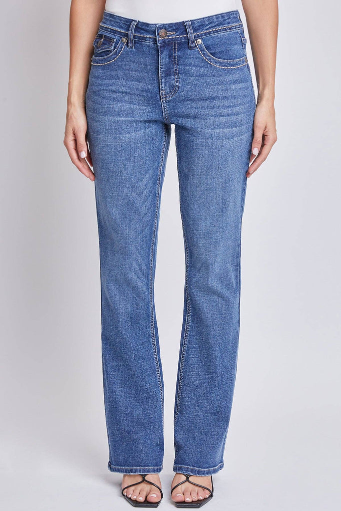 Mid-Rise Embellished Flap Pocket Bootcut Jeans-WP180267: 2988M / 8
