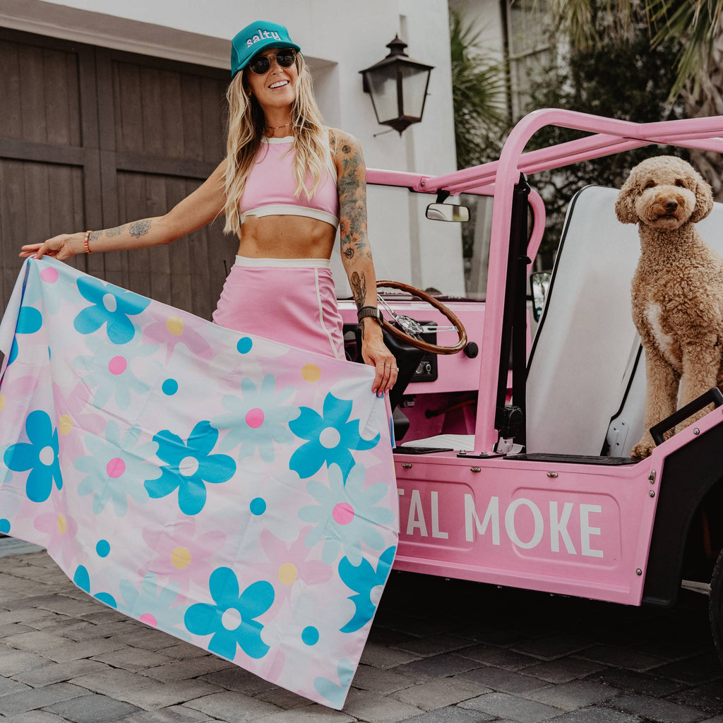 Cool Flowers Quick Dry Beach Towel: Multicolored