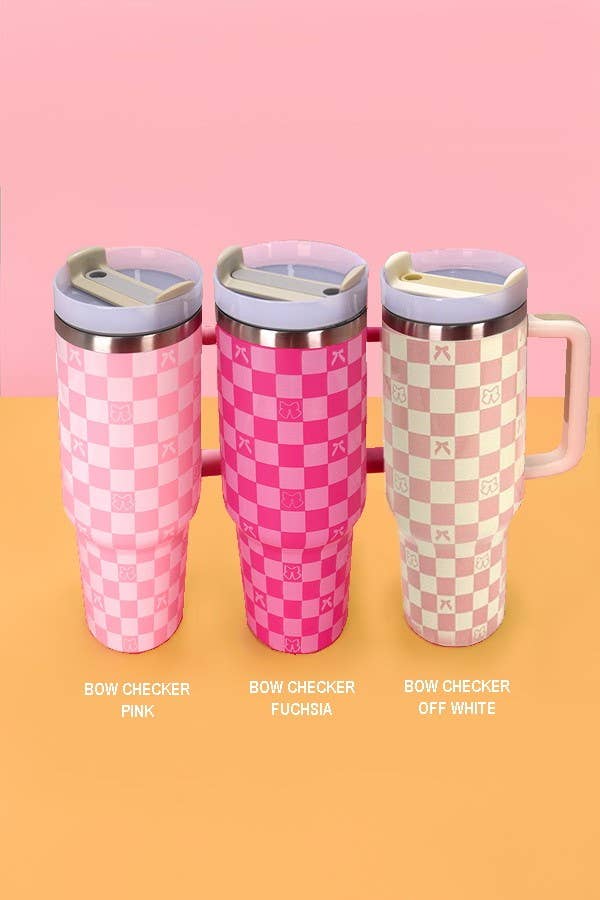 40oz STAINLESS STEEL TUMBLER ALL STYLES | TB40OZ: BOW LT PINK N
