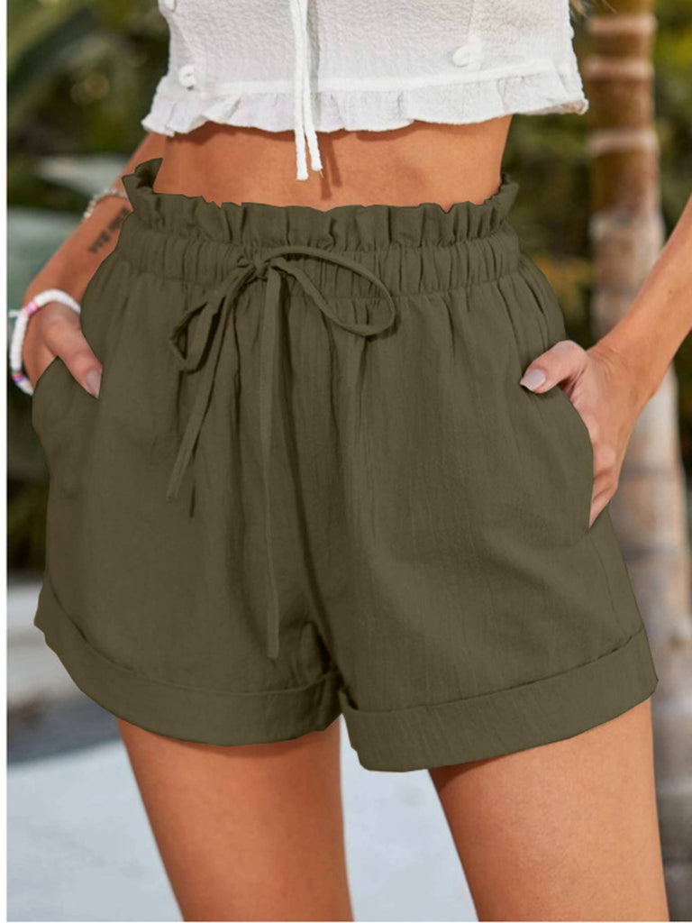 Solid Color Loose Casual Fashion Shorts: Black / S