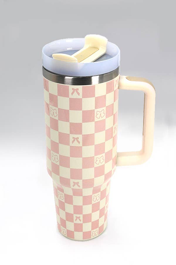 40oz STAINLESS STEEL TUMBLER ALL STYLES | TB40OZ: BOW LT PINK N