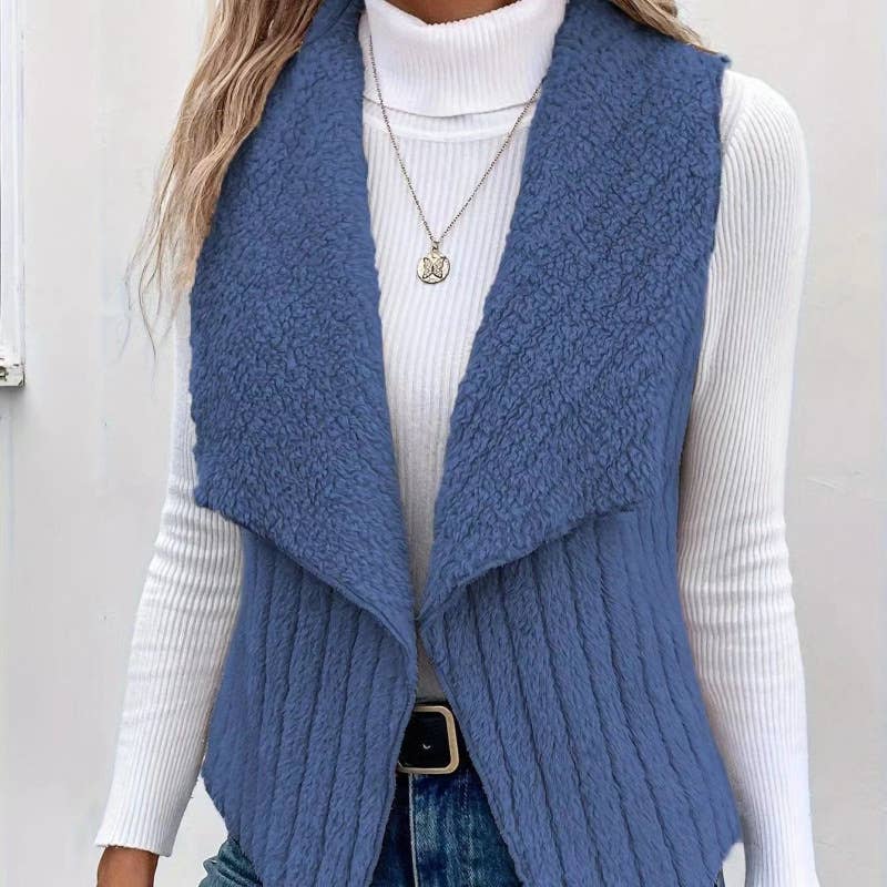 FASHION CASUAL SIMPLE SOLID COLOR SLEEVELESS VEST: WHITE / (M) 1