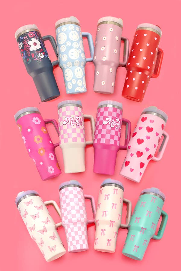 40oz STAINLESS STEEL TUMBLER ALL STYLES | TB40OZ: BOW LT PINK N