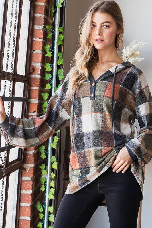 ET6903-13 DRAWSTRING MULTI COLOR SQUARE TOP WITH BUTTON: OLIVE MULTI / 2-2-2 (S-M-L)