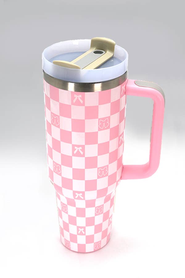 40oz STAINLESS STEEL TUMBLER ALL STYLES | TB40OZ: BOW LT PINK N