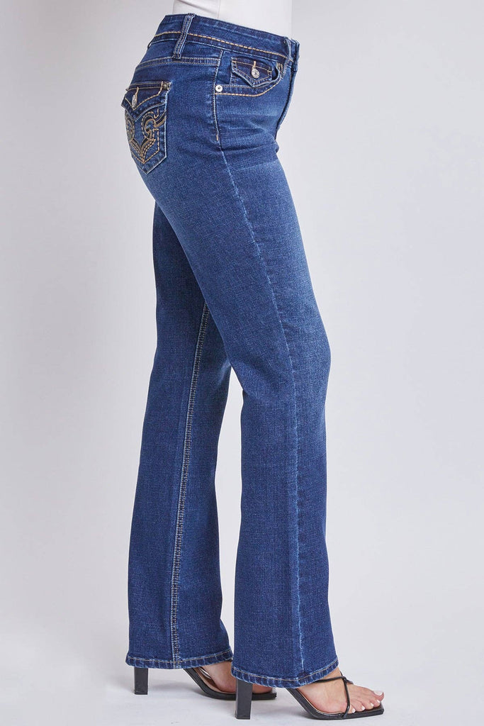 Mid-Rise Embellished Flap Pocket Bootcut Jeans-WP180267: 2988M / 8