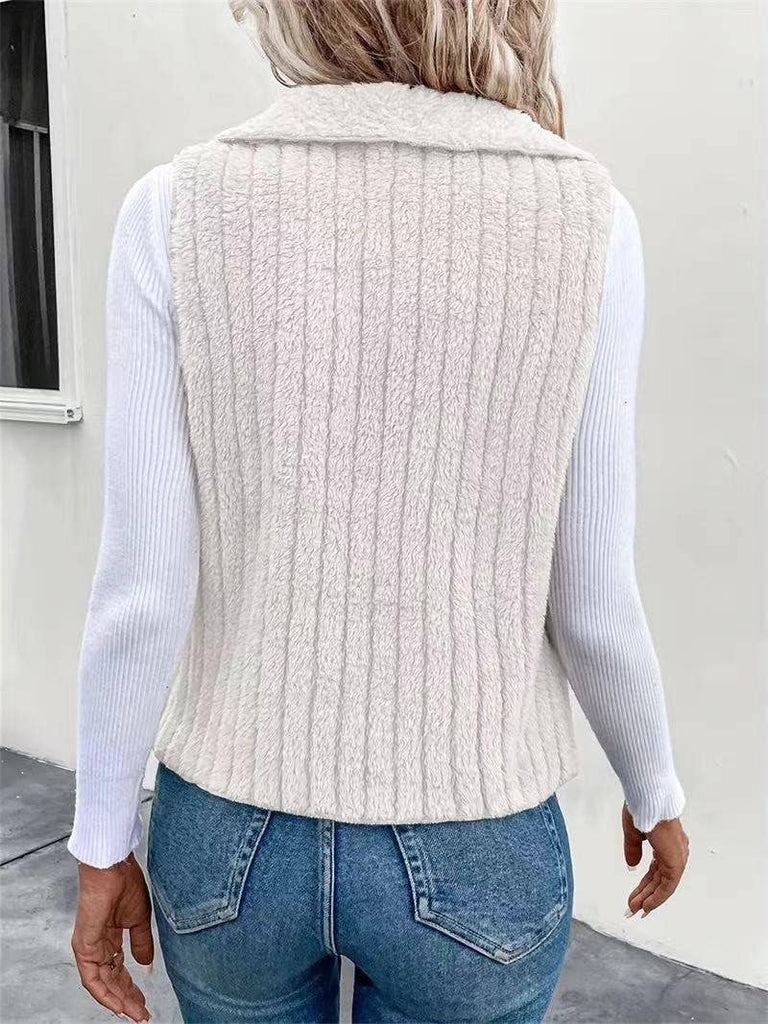 FASHION CASUAL SIMPLE SOLID COLOR SLEEVELESS VEST: WHITE / (M) 1