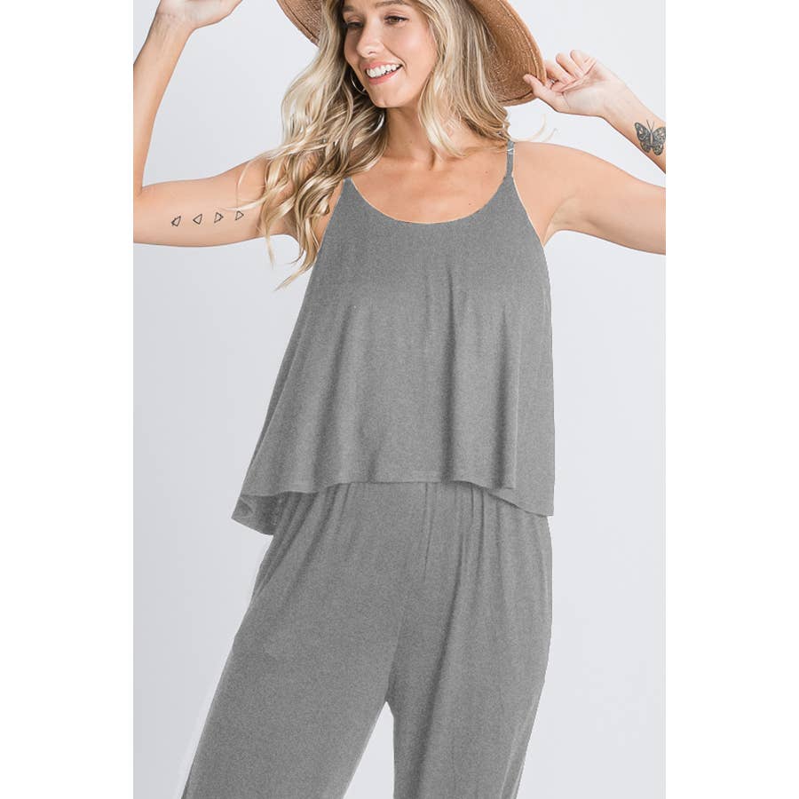 SOLID CROP JUMPSUIT WITH SIDE POCKET: DUSTY PINK / M