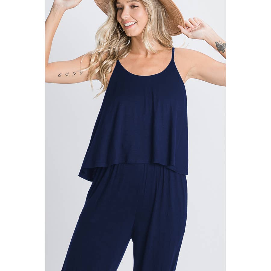 SOLID CROP JUMPSUIT WITH SIDE POCKET: DUSTY PINK / M