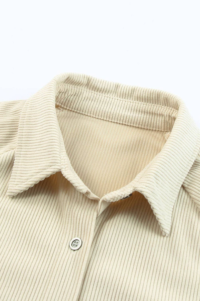 Corduroy Long Sleeve Shirt Dress: Blue /