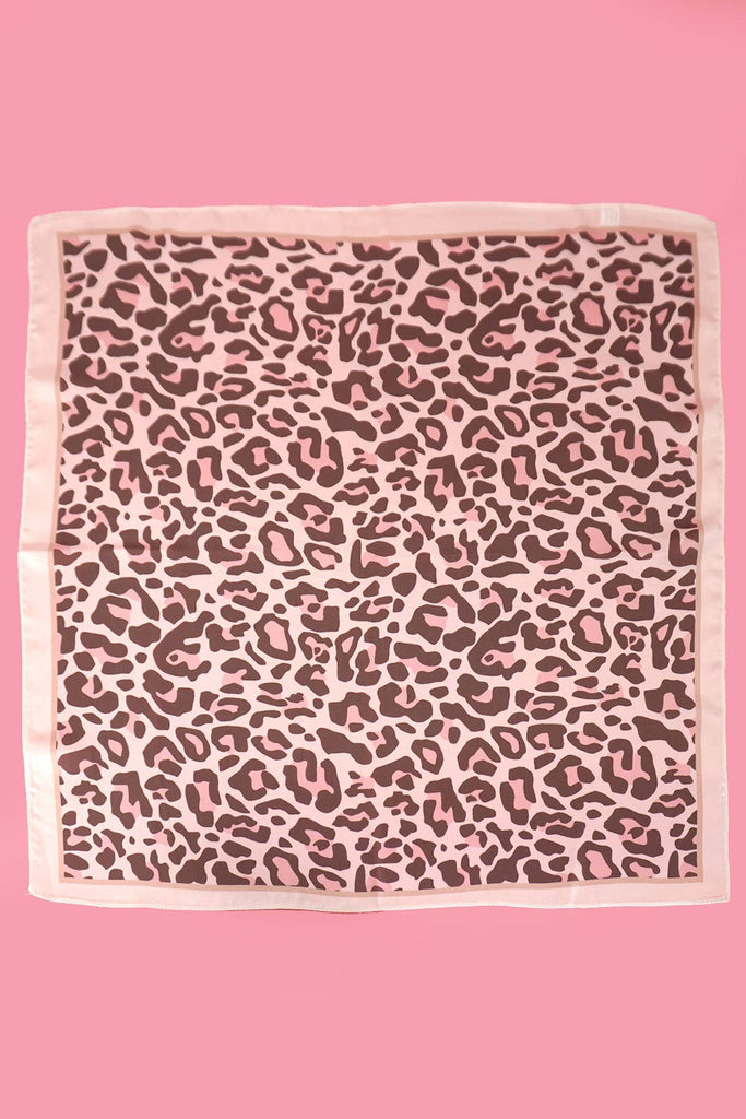 LEOPARD ANIMAL SILKY FEEL BANDANA SCARF | 40SC633: Pink
