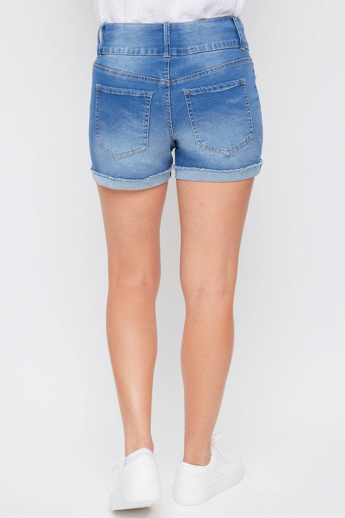 Missy Basic 3 Button Fray Cuff Shorts: RIP&TEAR K2646 / 12