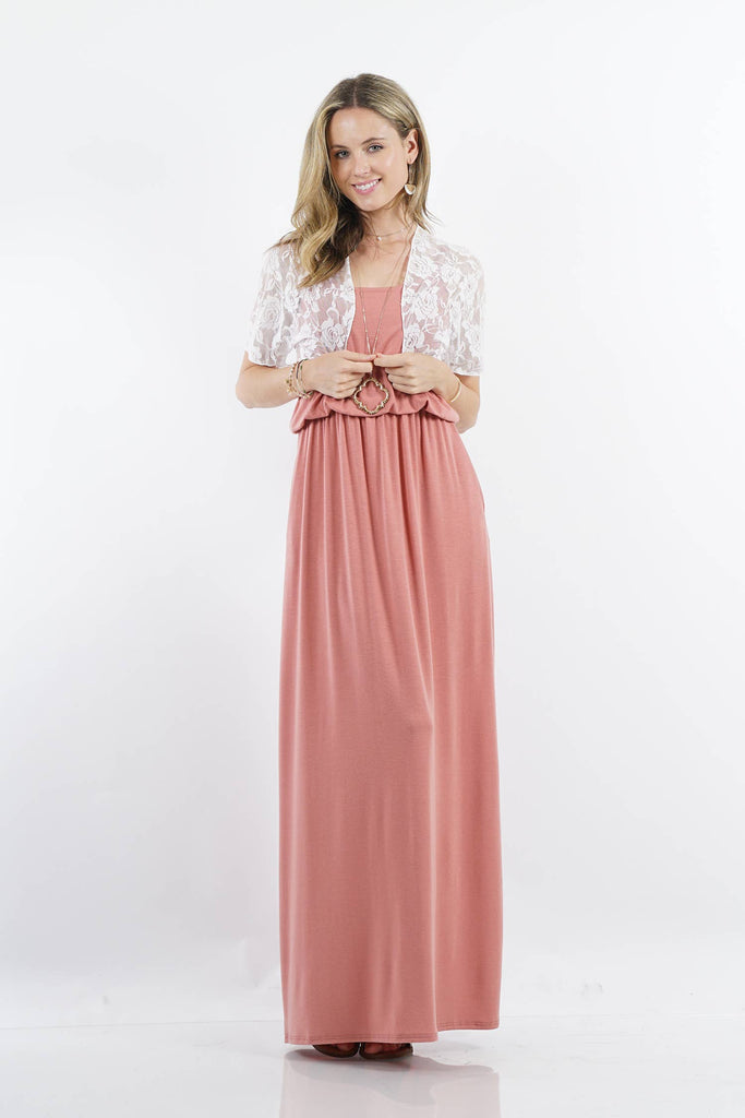".._ Lace Sheer Cover-up Cardigan : WHITE-68120 / S