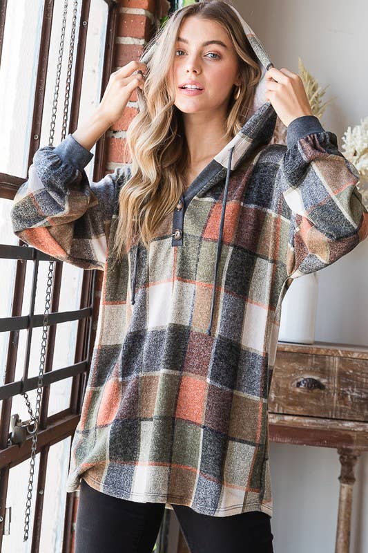 ET6903-13 DRAWSTRING MULTI COLOR SQUARE TOP WITH BUTTON: OLIVE MULTI / 2-2-2 (S-M-L)