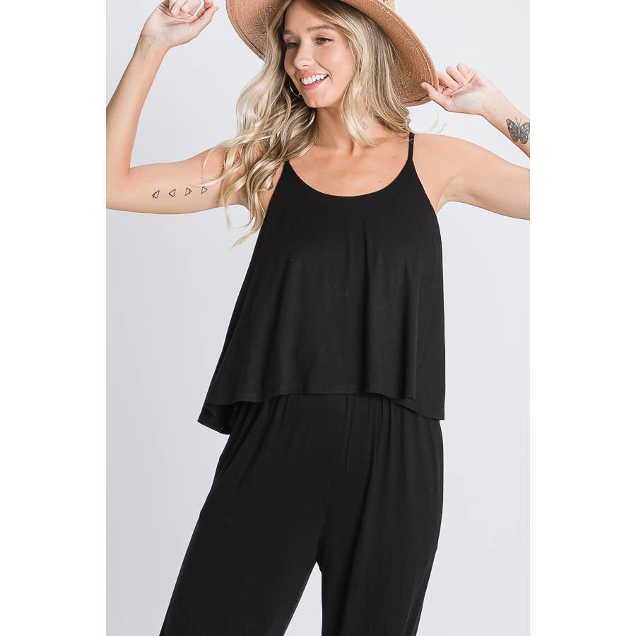 SOLID CROP JUMPSUIT WITH SIDE POCKET: DUSTY PINK / M