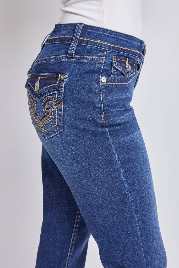 Mid-Rise Embellished Flap Pocket Bootcut Jeans-WP180267: 2988M / 8
