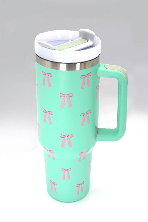 40oz STAINLESS STEEL TUMBLER ALL STYLES | TB40OZ: BOW LT PINK N