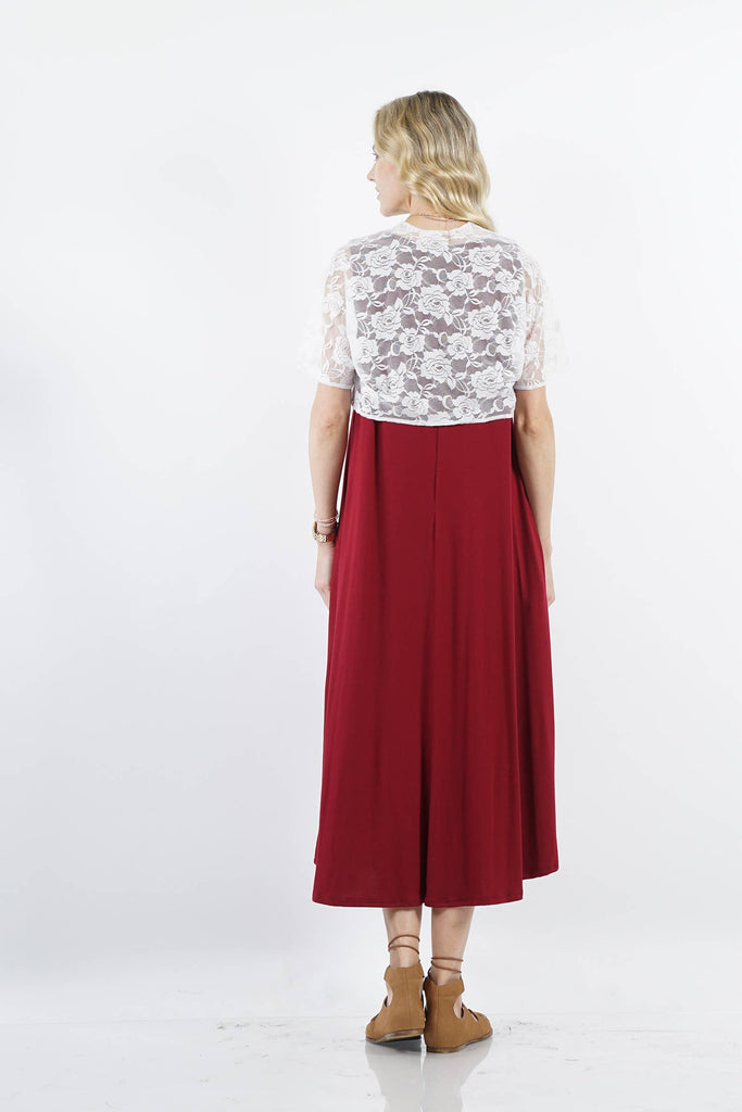 ".._ Lace Sheer Cover-up Cardigan : WHITE-68120 / S
