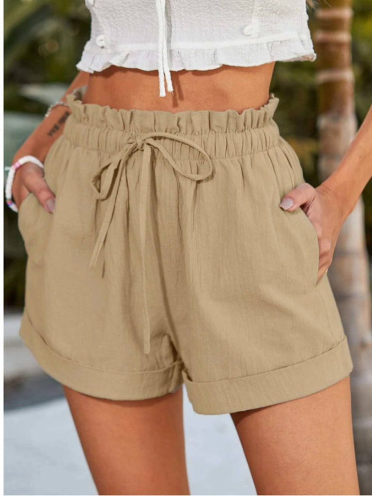 Solid Color Loose Casual Fashion Shorts: Black / L
