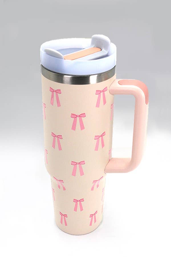 40oz STAINLESS STEEL TUMBLER ALL STYLES | TB40OZ: BOW LT PINK N