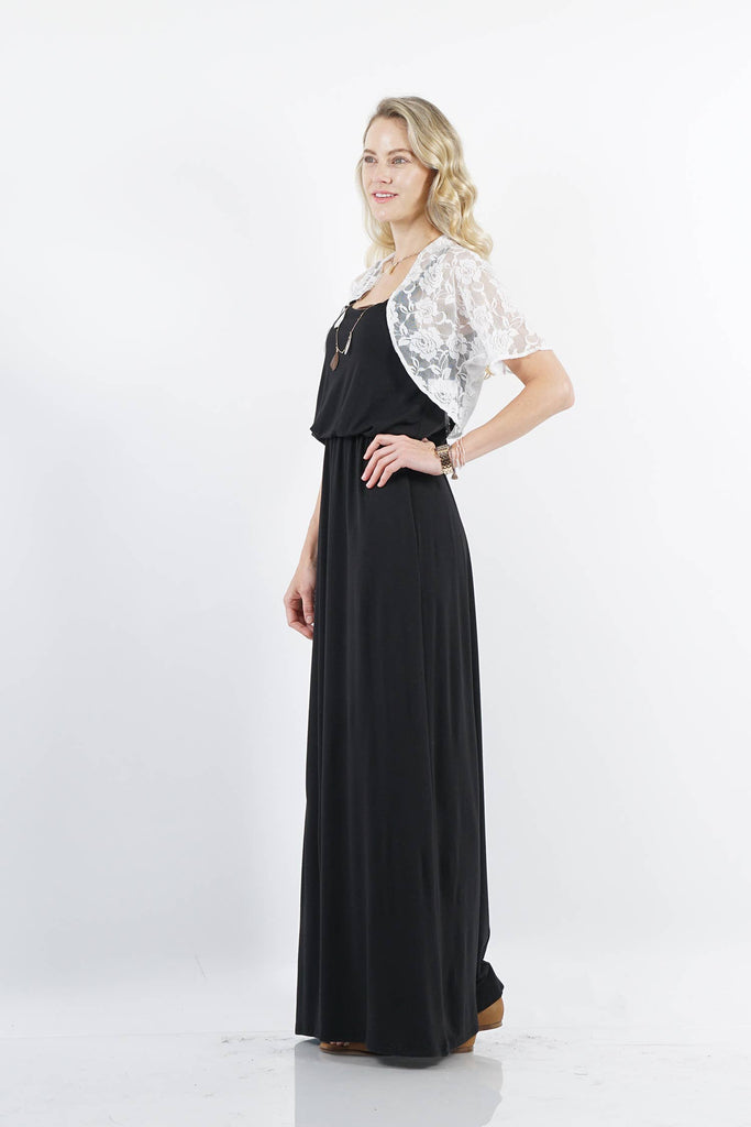 ".._ Lace Sheer Cover-up Cardigan : WHITE-68120 / S