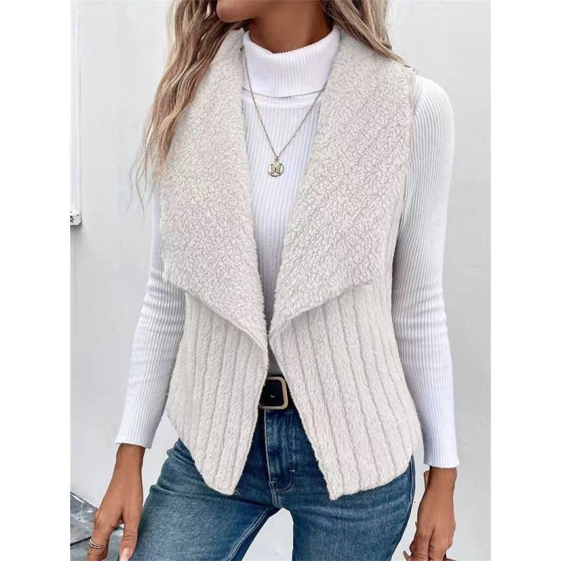 FASHION CASUAL SIMPLE SOLID COLOR SLEEVELESS VEST: WHITE / (M) 1