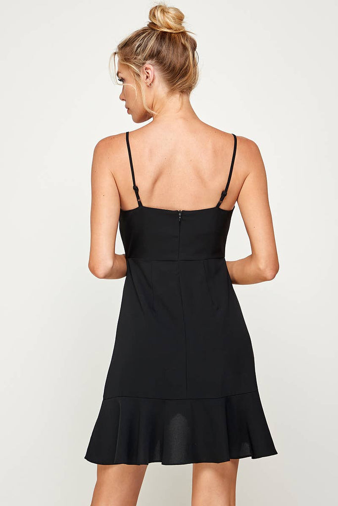 Sleeveless Silver Sequins Detail Mini Dress: BLACK / M