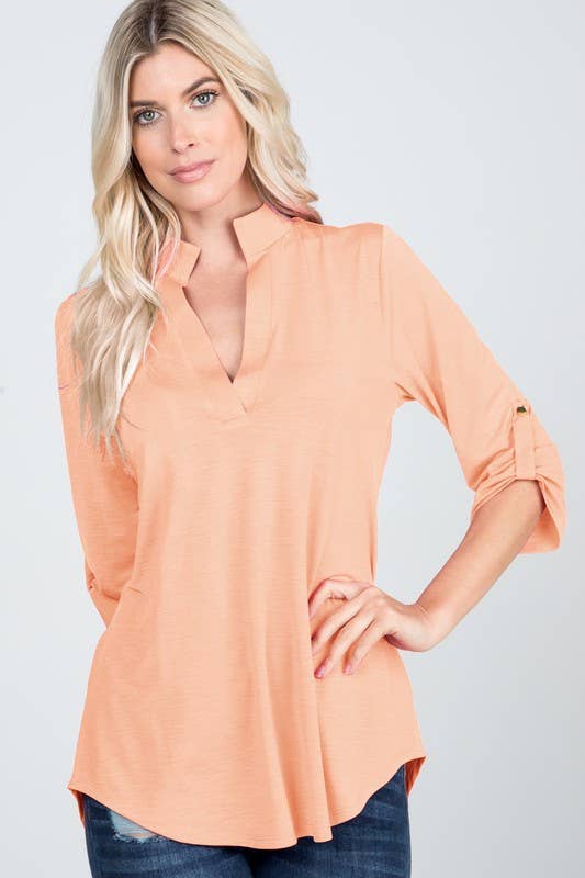 ST1002-BUL COLLAR SOLID TOP: ROYAL BLUE / 2-2-2 (S-M-L)