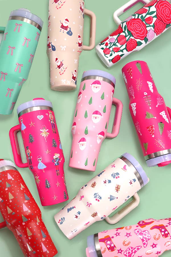 40oz STAINLESS STEEL TUMBLER ALL STYLES | TB40OZ: BOW LT PINK N