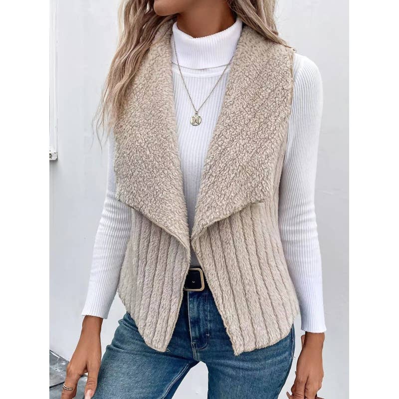 FASHION CASUAL SIMPLE SOLID COLOR SLEEVELESS VEST: WHITE / (M) 1
