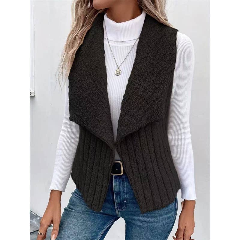 FASHION CASUAL SIMPLE SOLID COLOR SLEEVELESS VEST: WHITE / (M) 1