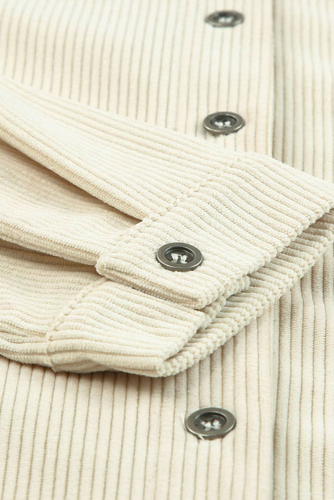 Corduroy Long Sleeve Shirt Dress: Blue /
