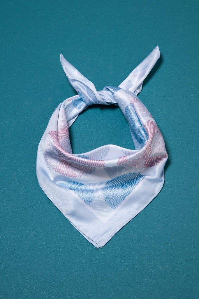 PUFFY BUBBLE PRINT SILKY FEELING BANDANA SCARF | 40SC608: BLUE