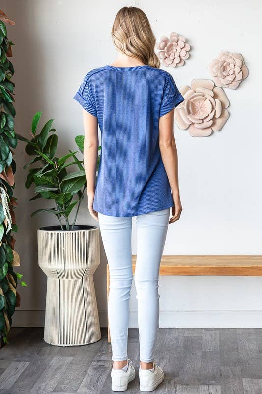 ET7822-12 SOLID URBAN RIBB TOP WITH AMERICAN FLAG PATCH: IVORY / 2-2-2 (S-M-L)