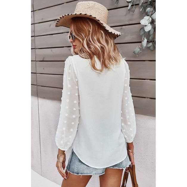 V Neck Solid Long Sleeve Top - Clearance: PINK / L