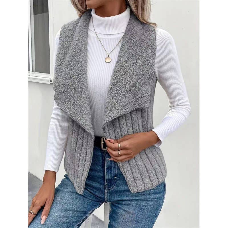 FASHION CASUAL SIMPLE SOLID COLOR SLEEVELESS VEST: WHITE / (M) 1
