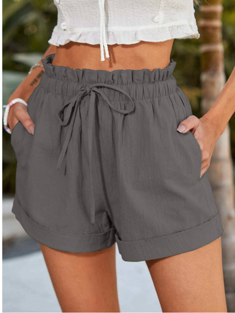 Solid Color Loose Casual Fashion Shorts: Black / L