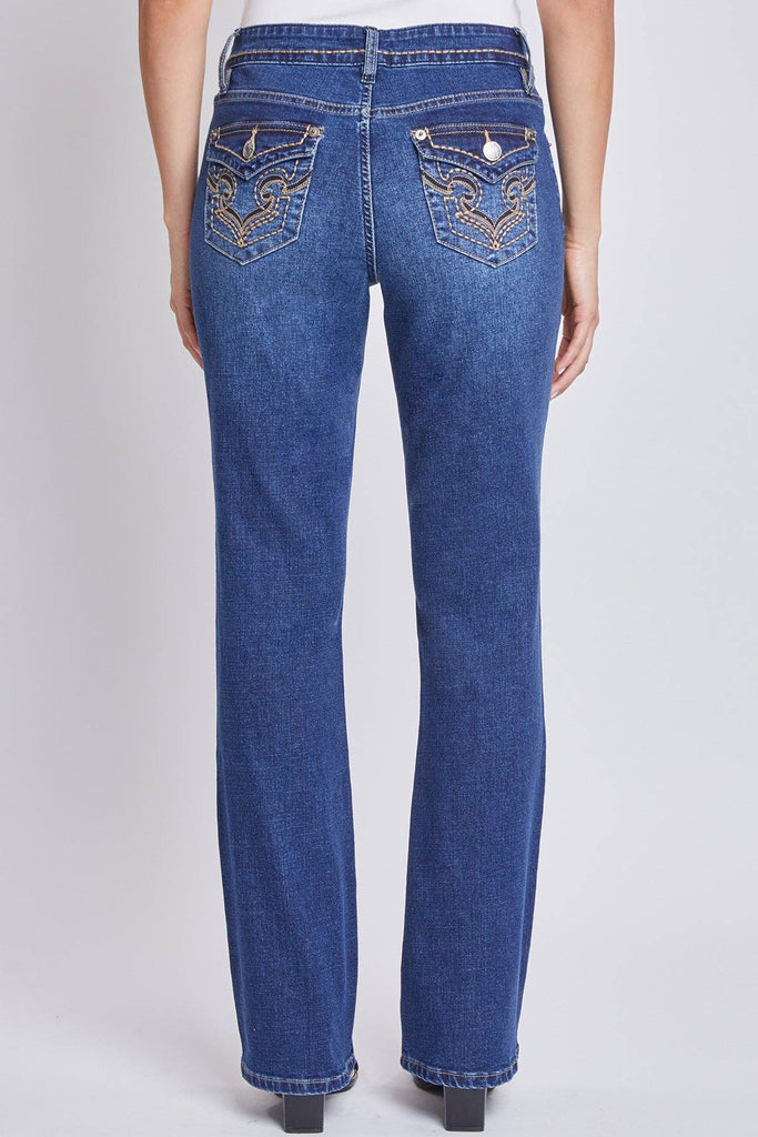 Mid-Rise Embellished Flap Pocket Bootcut Jeans-WP180267: 2988M / 8