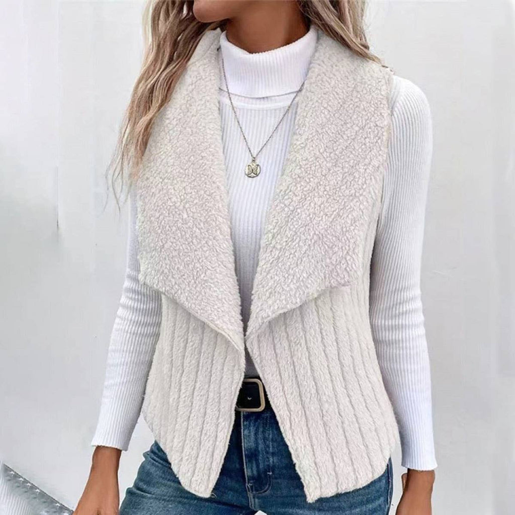 FASHION CASUAL SIMPLE SOLID COLOR SLEEVELESS VEST: WHITE / (M) 1
