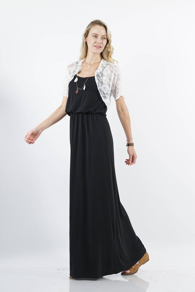 ".._ Lace Sheer Cover-up Cardigan : WHITE-68120 / S