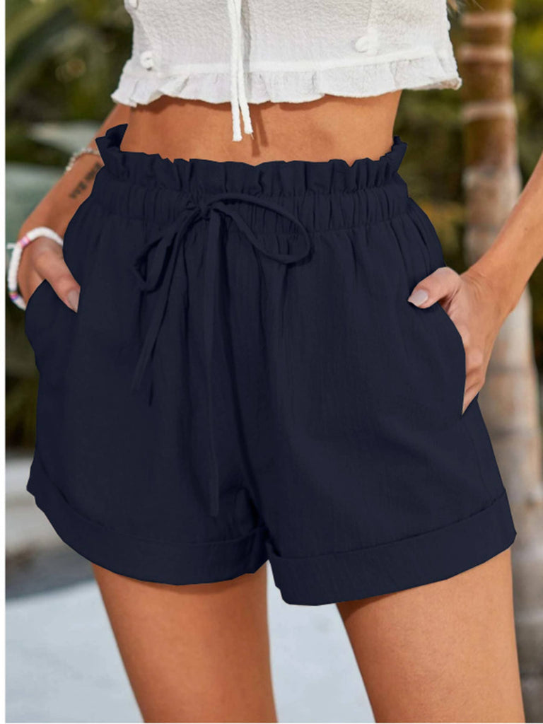Solid Color Loose Casual Fashion Shorts: Black / L