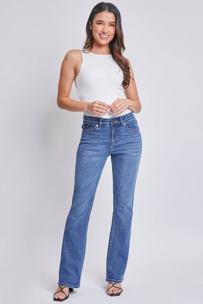Mid-Rise Embellished Flap Pocket Bootcut Jeans-WP180267: 2988M / 8