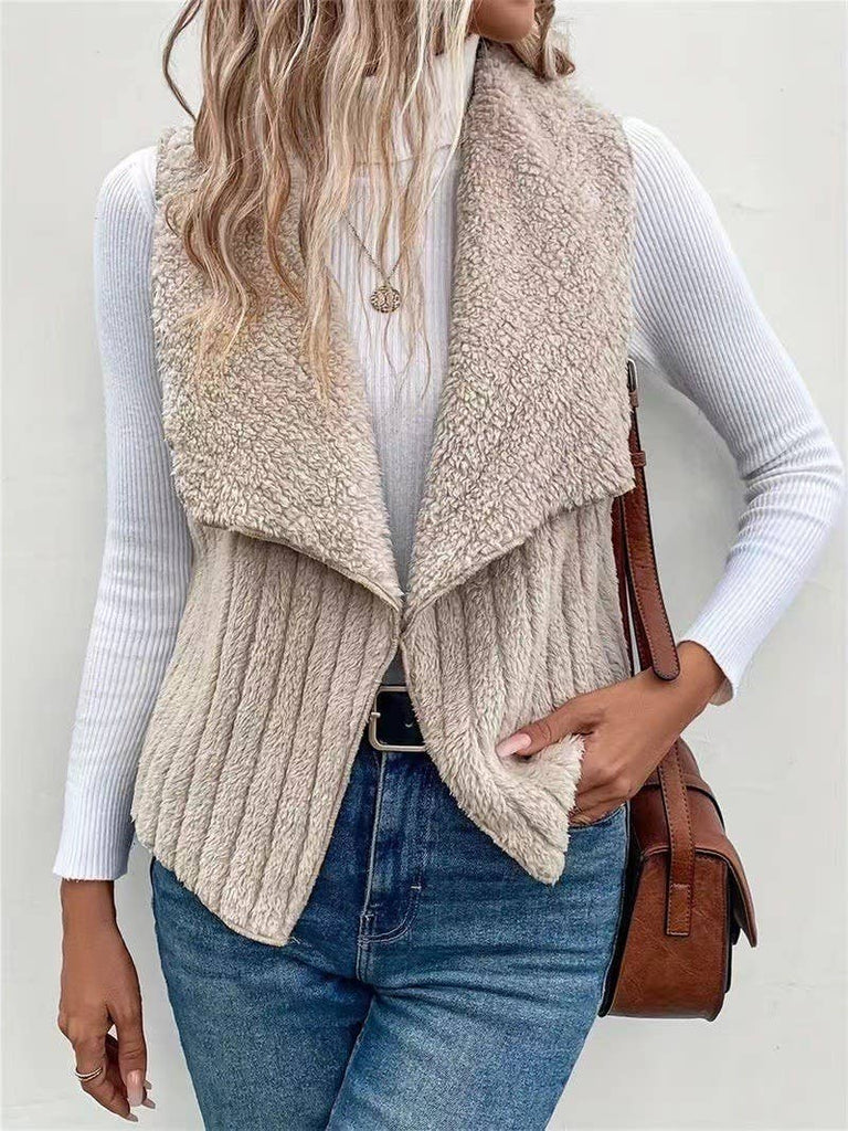 FASHION CASUAL SIMPLE SOLID COLOR SLEEVELESS VEST: WHITE / (M) 1