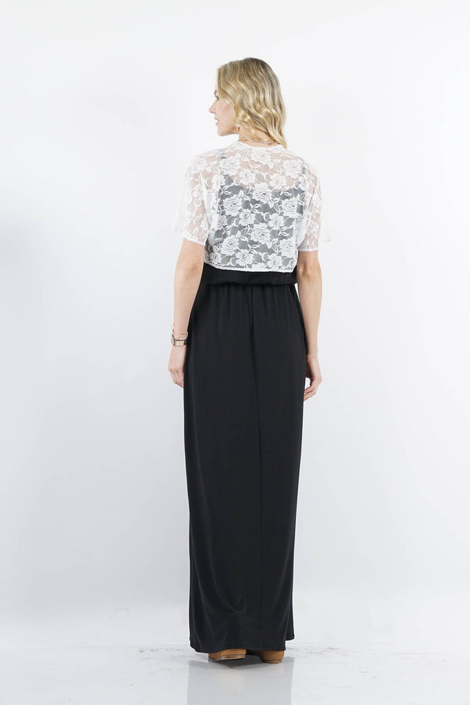 ".._ Lace Sheer Cover-up Cardigan : WHITE-68120 / S