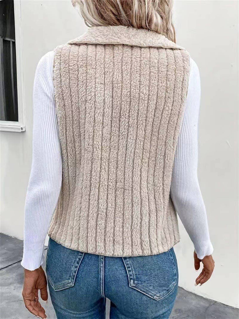 FASHION CASUAL SIMPLE SOLID COLOR SLEEVELESS VEST: WHITE / (M) 1